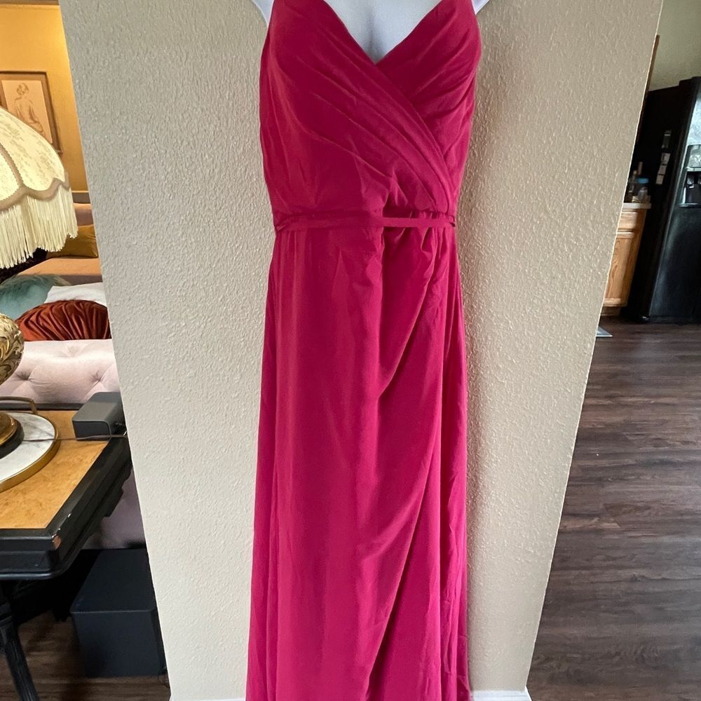 Morilee By Madeline Gardner Maxi Strappy Formal Dress Bridesmaid Berry Pink 12 - Picture 2 of 16